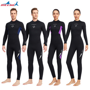 Women Men 3mm Neoprene Wetsuits One Piece Long Sleeve Couple Surf Dive Wear Hoodless Back Zip Surfing Scuba Diving Suit