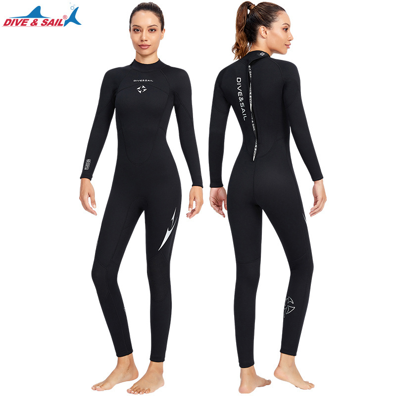 Women Men 3mm Neoprene Wetsuits One Piece Long Sleeve Couple Surf Dive Wear Hoodless Back Zip Surfing Scuba Diving Suit