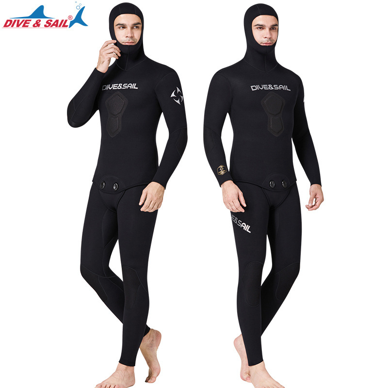 New Hoodie Wetsuits 1.5mm SCR Neoprene Split Diving Two Piece Surfing Snorkeling Freediving Spearfishing Suit Men Wetsuit