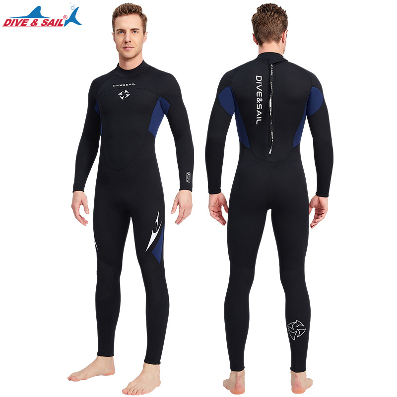 Women Men 3mm Neoprene Wetsuits One Piece Long Sleeve Couple Surf Dive Wear Hoodless Back Zip Surfing Scuba Diving Suit