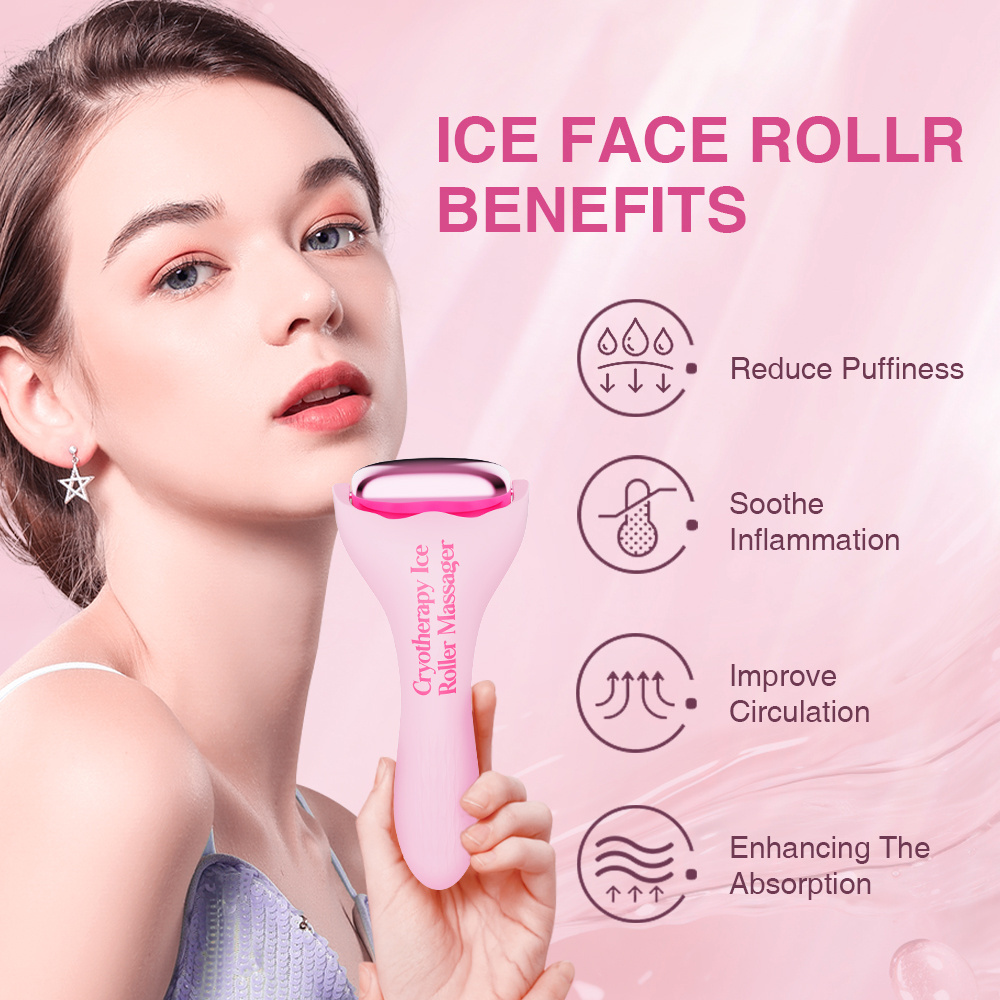 2-in-1 Lifting Face & Eye Roller ABS + silicone Jawline Sculptor Facial Tool Ice Skin Care Massager Roller for Puffy Eyes