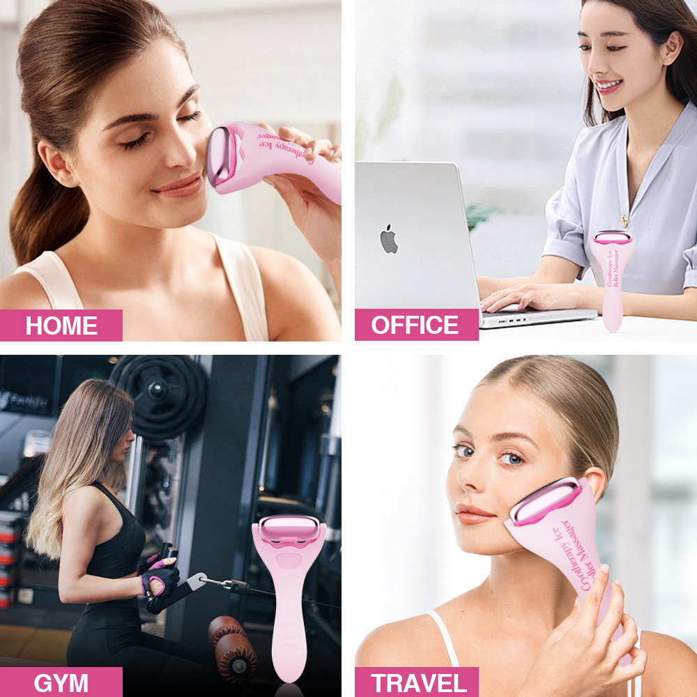 2-in-1 Lifting Face & Eye Roller ABS + silicone Jawline Sculptor Facial Tool Ice Skin Care Massager Roller for Puffy Eyes