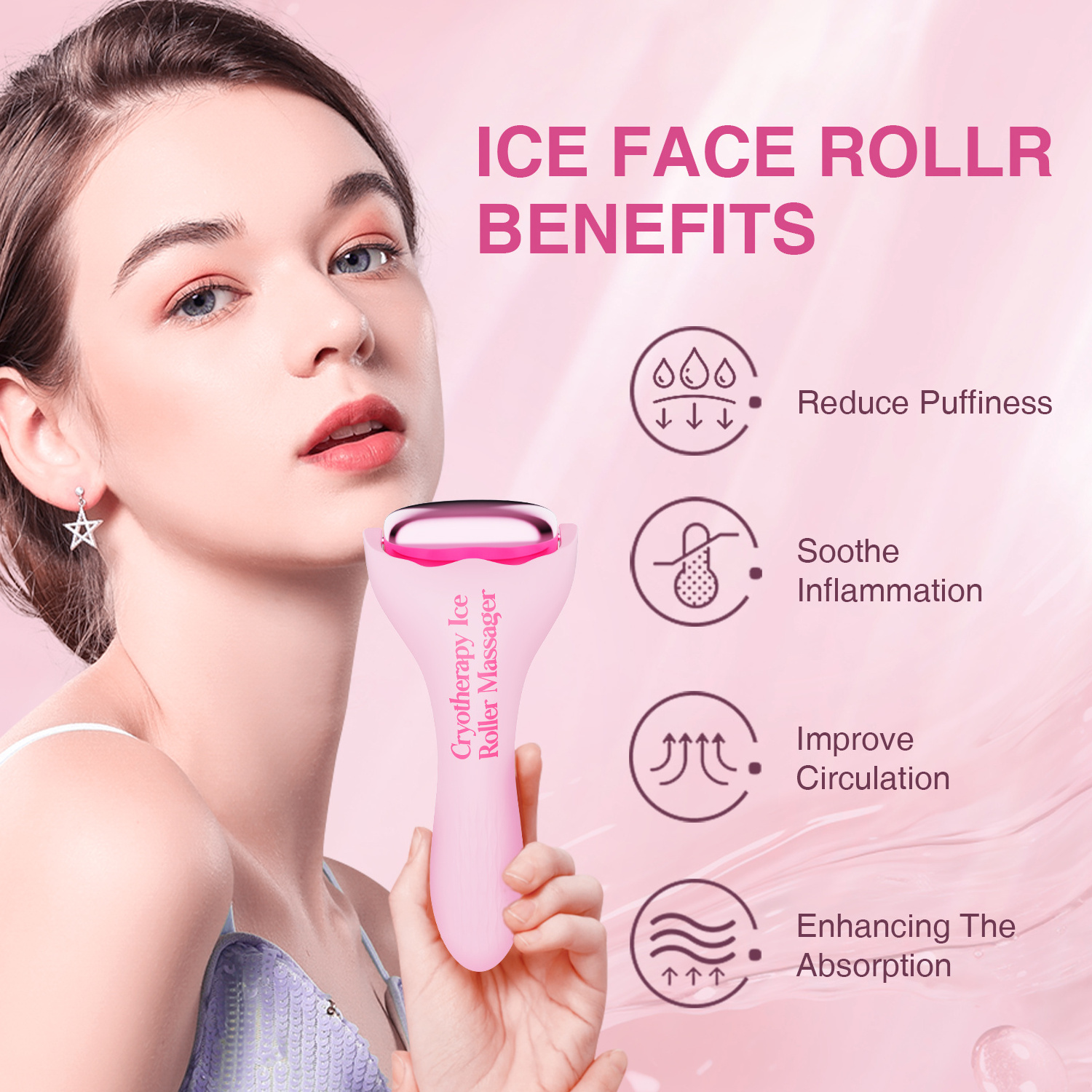 2 in 1 Silicone Face Ice Roller Cold Compress Massage Care Beauty Facial Roller Skin Care Ice Roller face massager for jaw