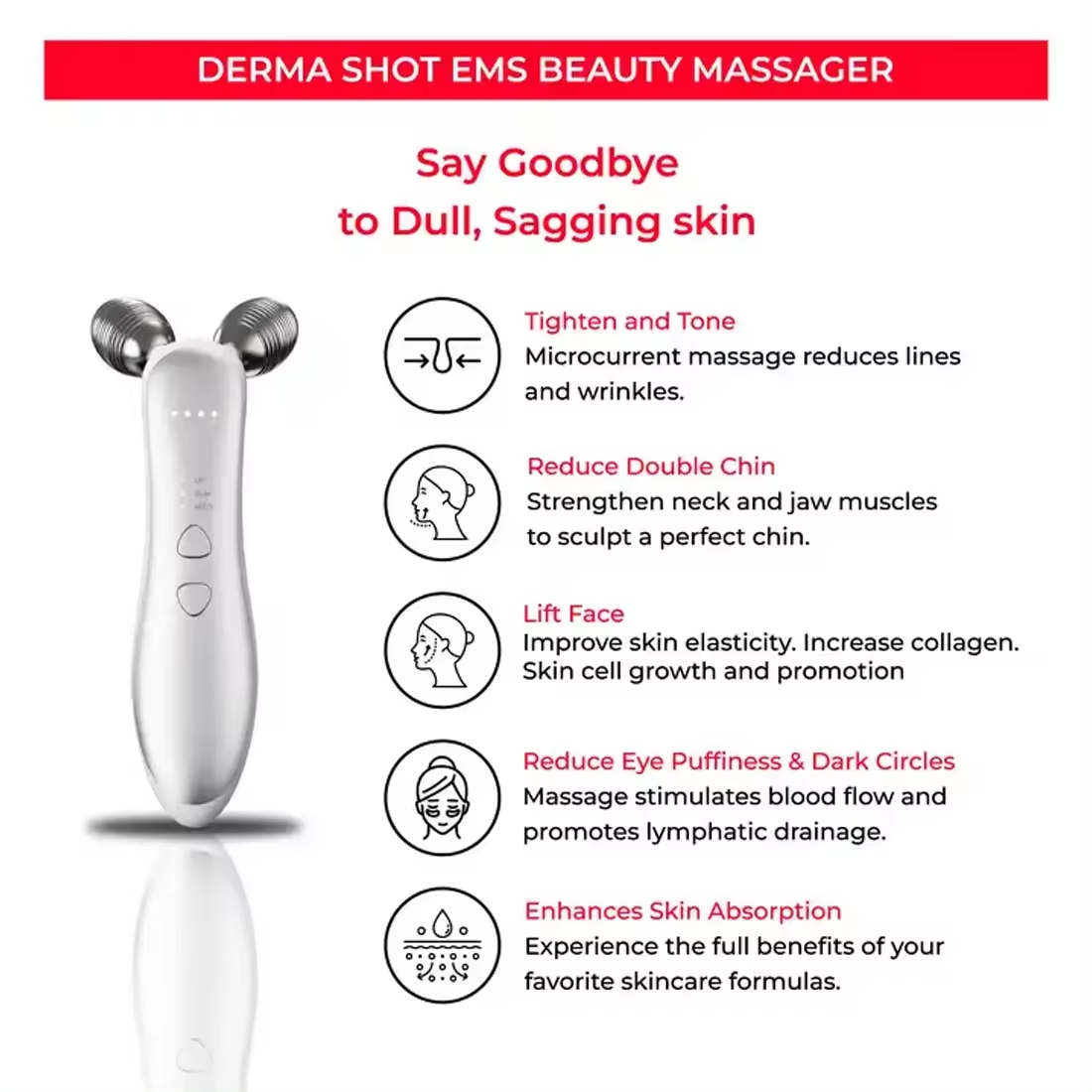 MEDICUBE Professional V Shape Face Lifting 360 Rotate Lift Jawline ABS 3d facial massage roller EMS beauty face body massager