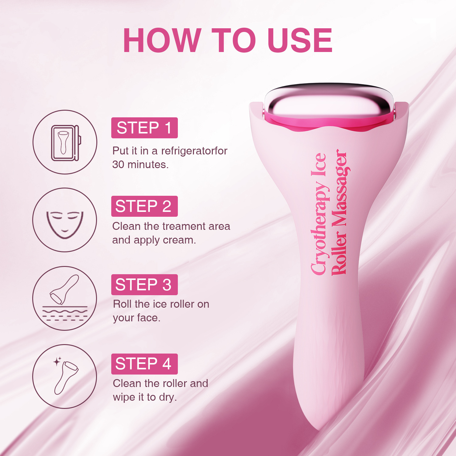 ice roller for face before and after face anti aging beauty cooling pink ice roller and gua sha handheld facial eye massager