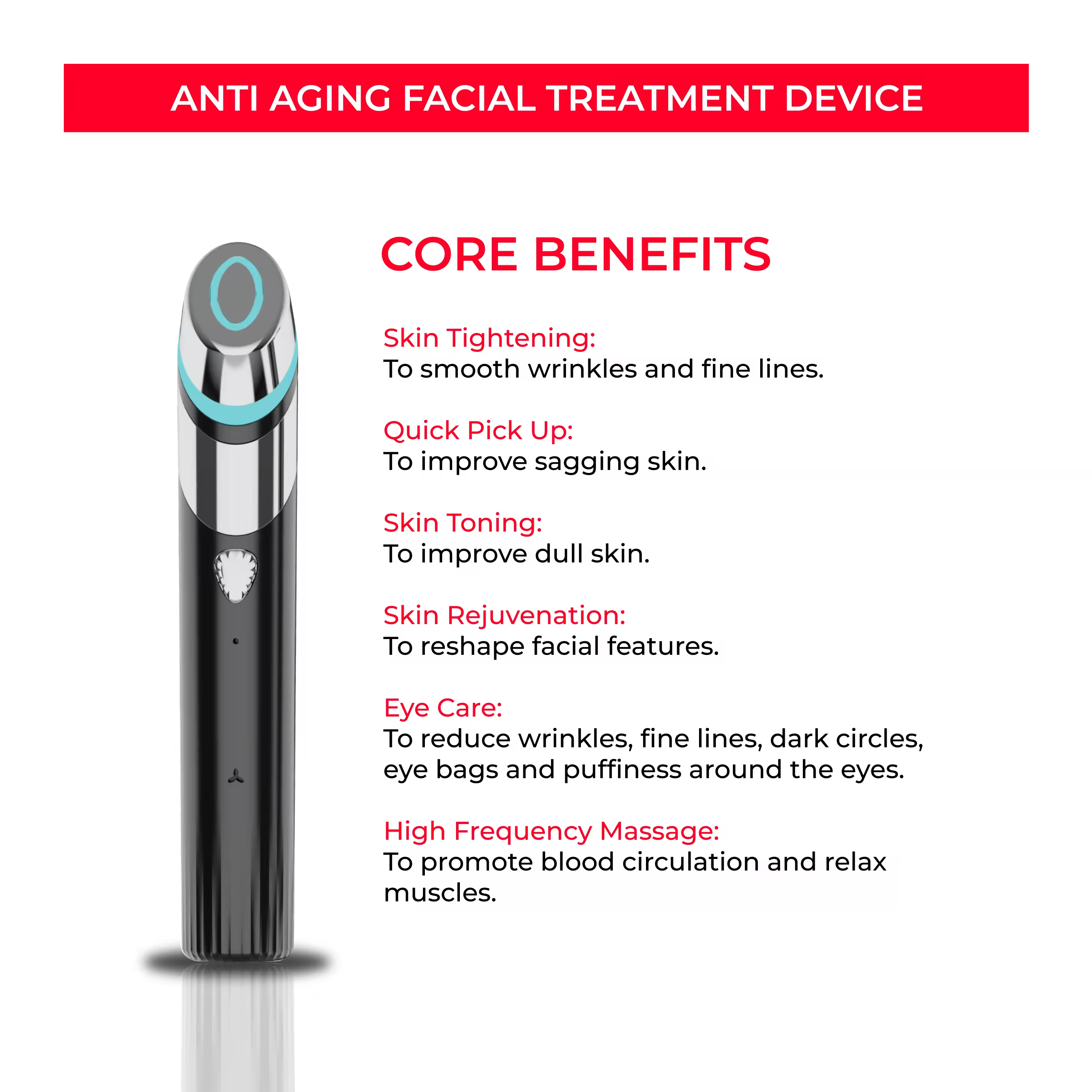 Unique Design Facial Beauty Smoother Younger-looking Skin Facial Skin Rejuvenation Anti-aging Portable Facial Treatment Device