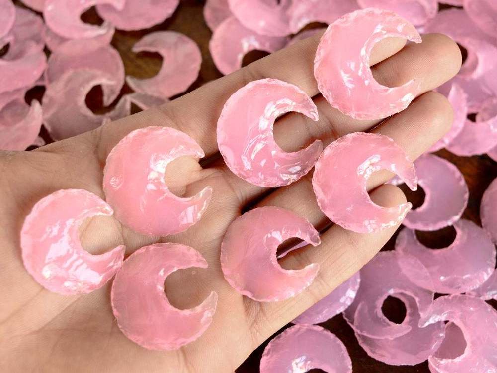 Rose Quartz Crescent Moon | Crystals For Making Jewelry Crescent Moon Jewelry Making  wholesale crystals for jewelry making