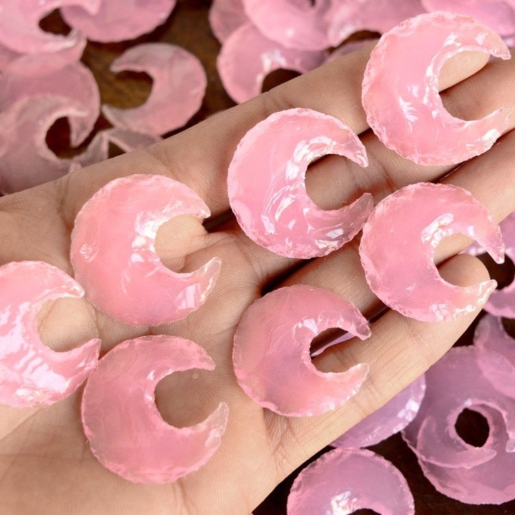 Rose Quartz Crescent Moon | Crystals For Making Jewelry Crescent Moon Jewelry Making  wholesale crystals for jewelry making