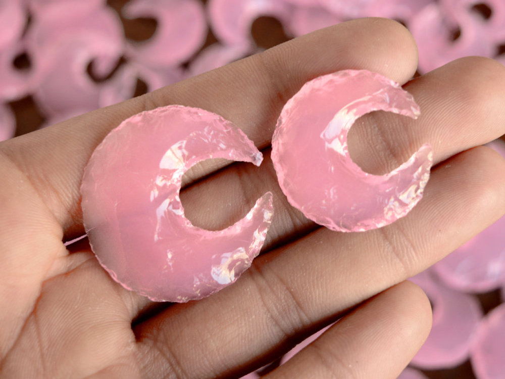 Rose Quartz Crescent Moon | Crystals For Making Jewelry Crescent Moon Jewelry Making  wholesale crystals for jewelry making