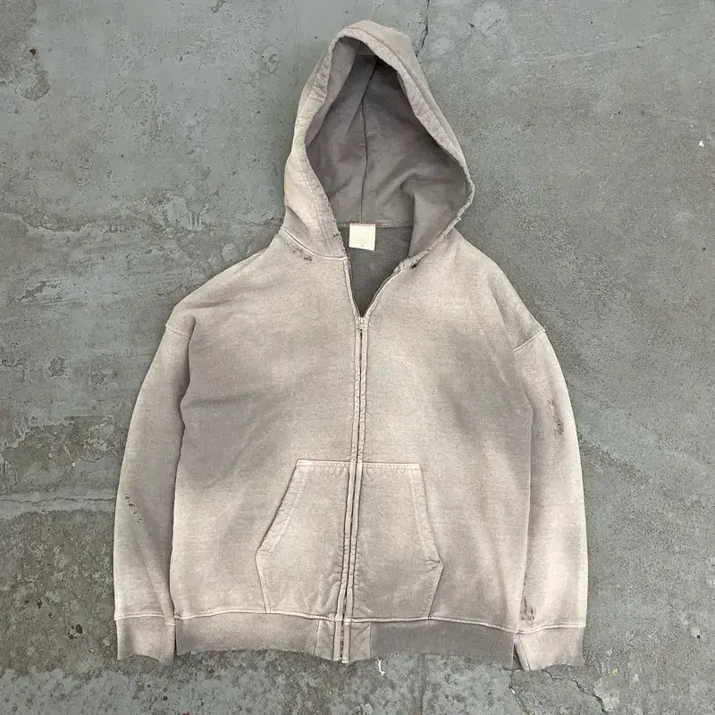 OEM Custom High Quality Streetwear Hoodie Fleece Blank Zip Up Vintage Double Layer Sun Faded Distressed Acid Wash Hoodies