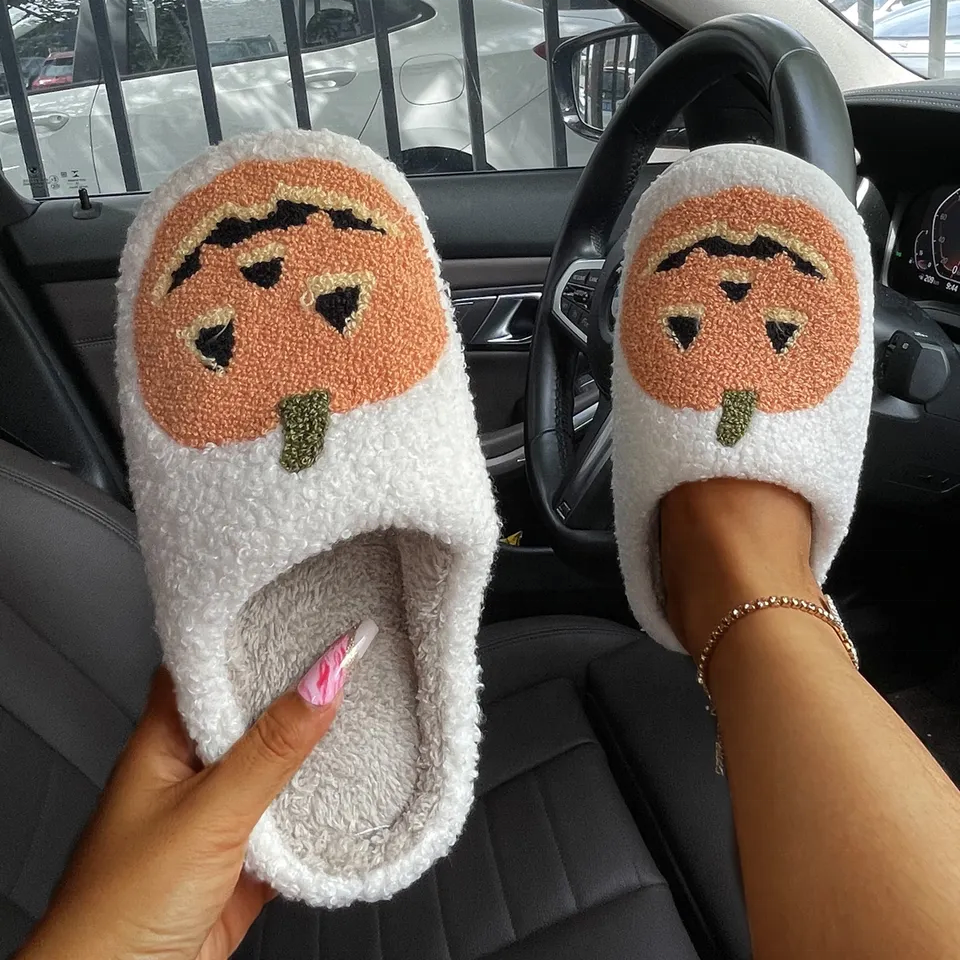 2023 pumpkin home warm winter slipper fur furry slipper for women