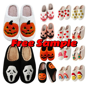 2023 pumpkin home warm winter slipper fur furry slipper for women