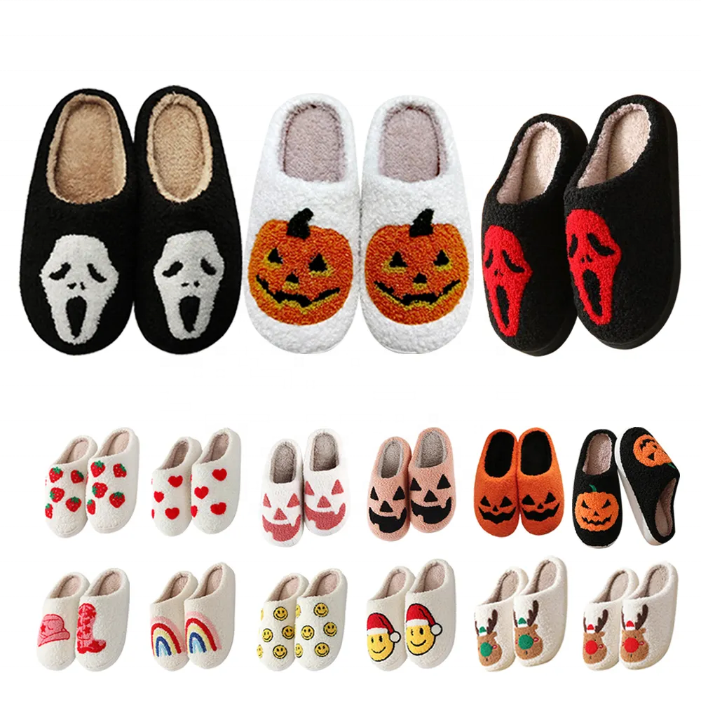 2023 pumpkin home warm winter slipper fur furry slipper for women