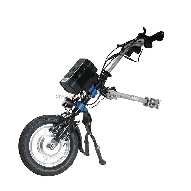 manual  wheelchair drive head trailer with 250W 10AH lithium battery electric handbike  wheelchair attachment