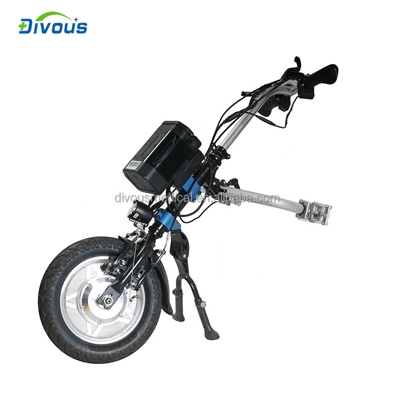 manual  wheelchair drive head trailer with 250W 10AH lithium battery electric handbike  wheelchair attachment