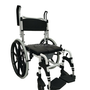 High quality portable toilet commode  wheel chair manual wheelchair 24 inch solid tire wheelchair  for elderly and disabled