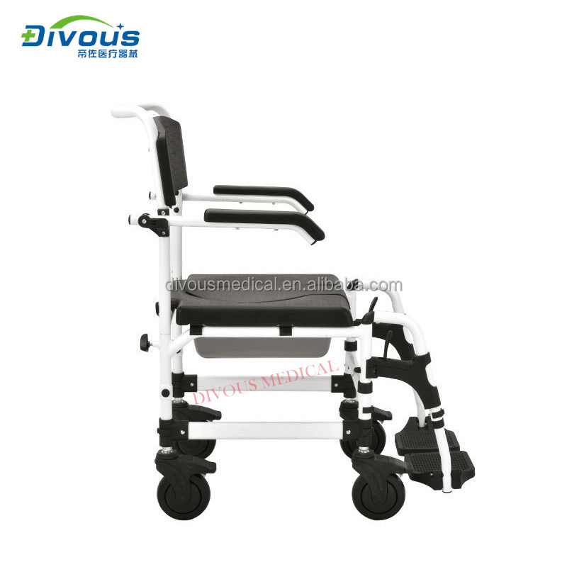 High quality portable toilet commode  wheel chair manual wheelchair 24 inch solid tire wheelchair  for elderly and disabled