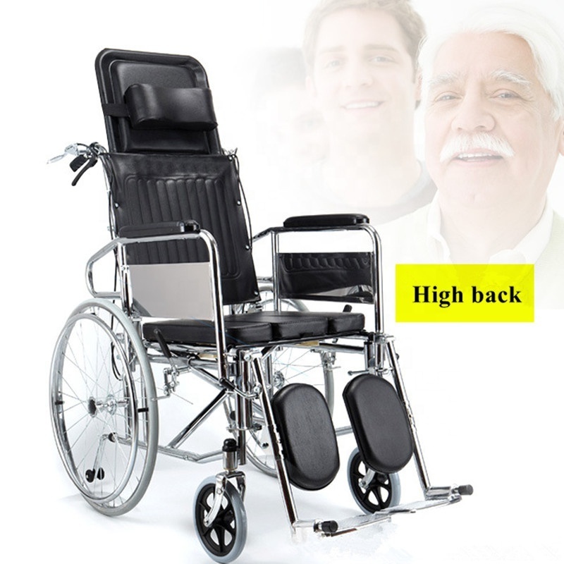 High back folding full reclining chair, stroke, hemiplegia, middle and old aged fracture, leg lift, manual wheelchair