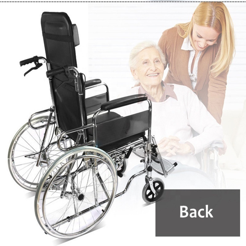 High back folding full reclining chair, stroke, hemiplegia, middle and old aged fracture, leg lift, manual wheelchair