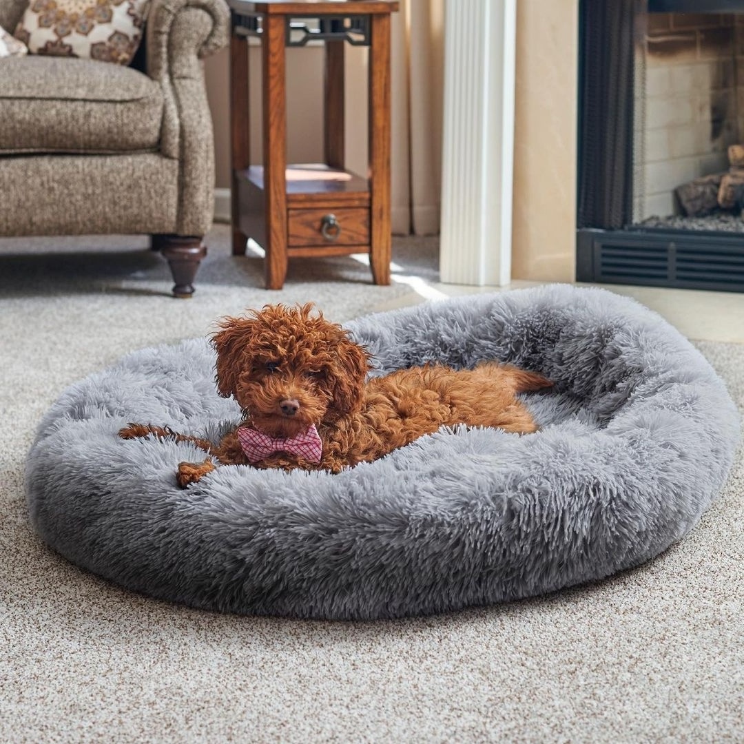 Donut Round Calming Custom Cheap XXL Pet Sofa Bed For Dog Cat, Large Eco Friendly Luxury Washable Dog Bed