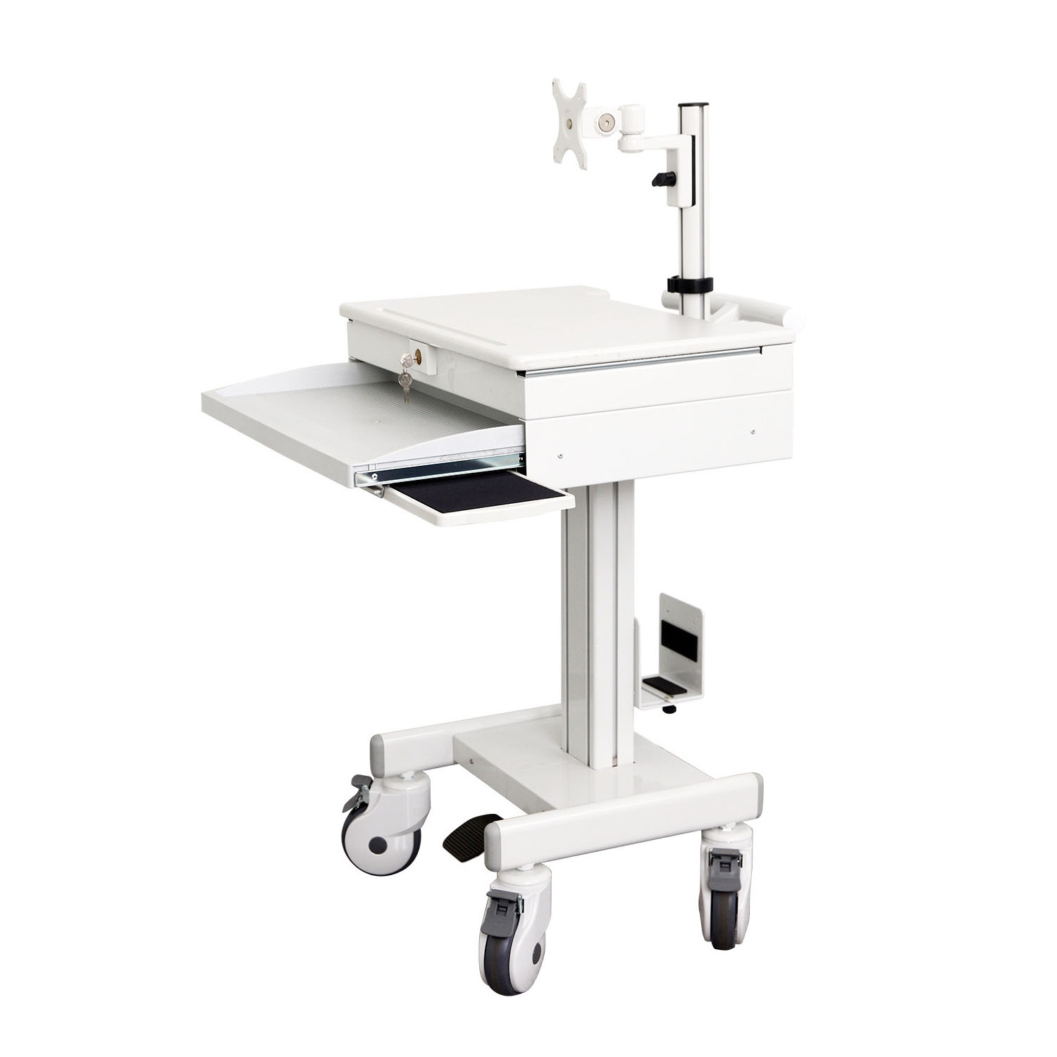 Hospital Medical Trolley Monitor Computing Cart for Medical Workstation Cart with LCD monitor arm gas lift cart with cpu holder