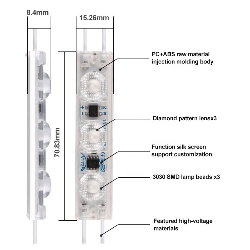 AC 220V 110V LED Light Module Diffuse Lens SMD300 2W Hot Sale Led Modules for Advertising Channel Letter