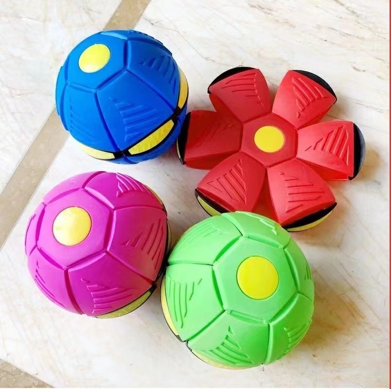 Flying Soccer Ball Magic Deformation UFO with Led Light Flying Toys Decompression Outdoor Fun Toys for Boys Girls Kids Gift