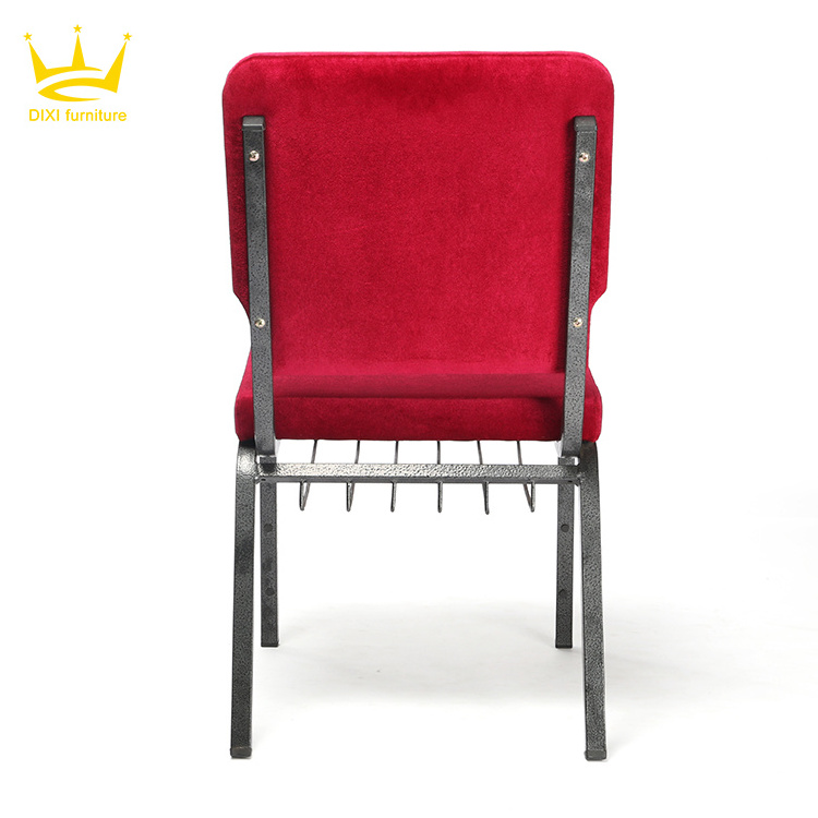 Cheap High Quality Customised Church Auditorium Chairs Slipcovers for Pastor Metal Modern Theater Church Chair With Book Rack