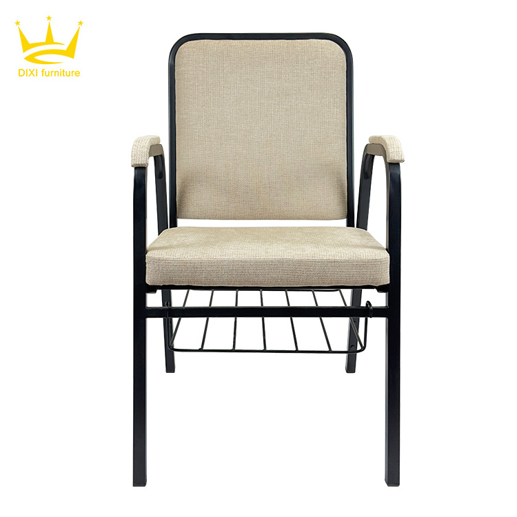 Customised Auditorium Chair With Book Rack Metal Pastor Muslim Prayer Theater Chair Fabric Church Chair With Arms