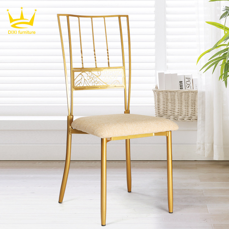 New Design Wholesale Hotel Dinning Funiture Bamboo Metal Gold Aluminum Wedding Banqueting Stacking Chair