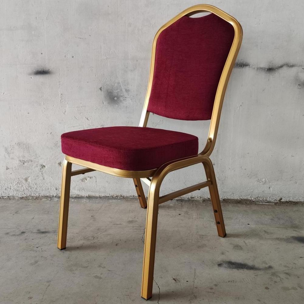 Hotel Red Banquet Chair Restaurant Furniture Crown Back General Stacking Wedding Dining Chair Aluminum Hotel Banquet Chair