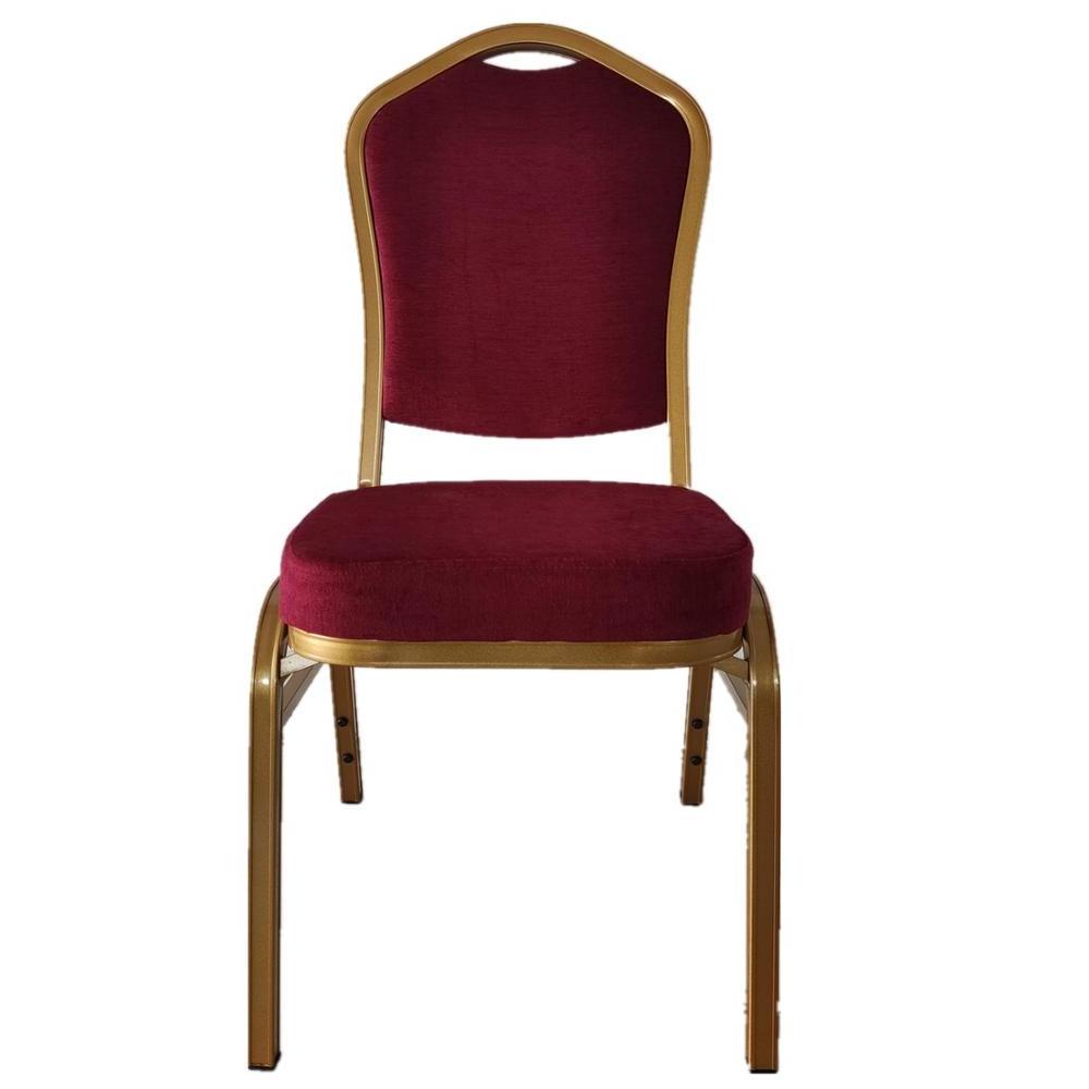 Hotel Red Banquet Chair Restaurant Furniture Crown Back General Stacking Wedding Dining Chair Aluminum Hotel Banquet Chair