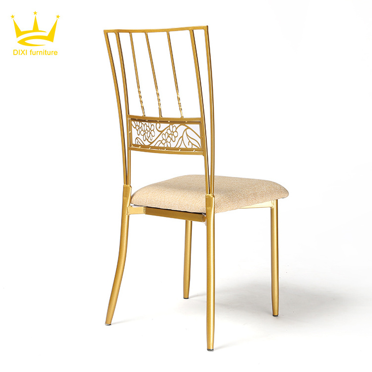 New Design Wholesale Hotel Dinning Funiture Bamboo Metal Gold Aluminum Wedding Banqueting Stacking Chair