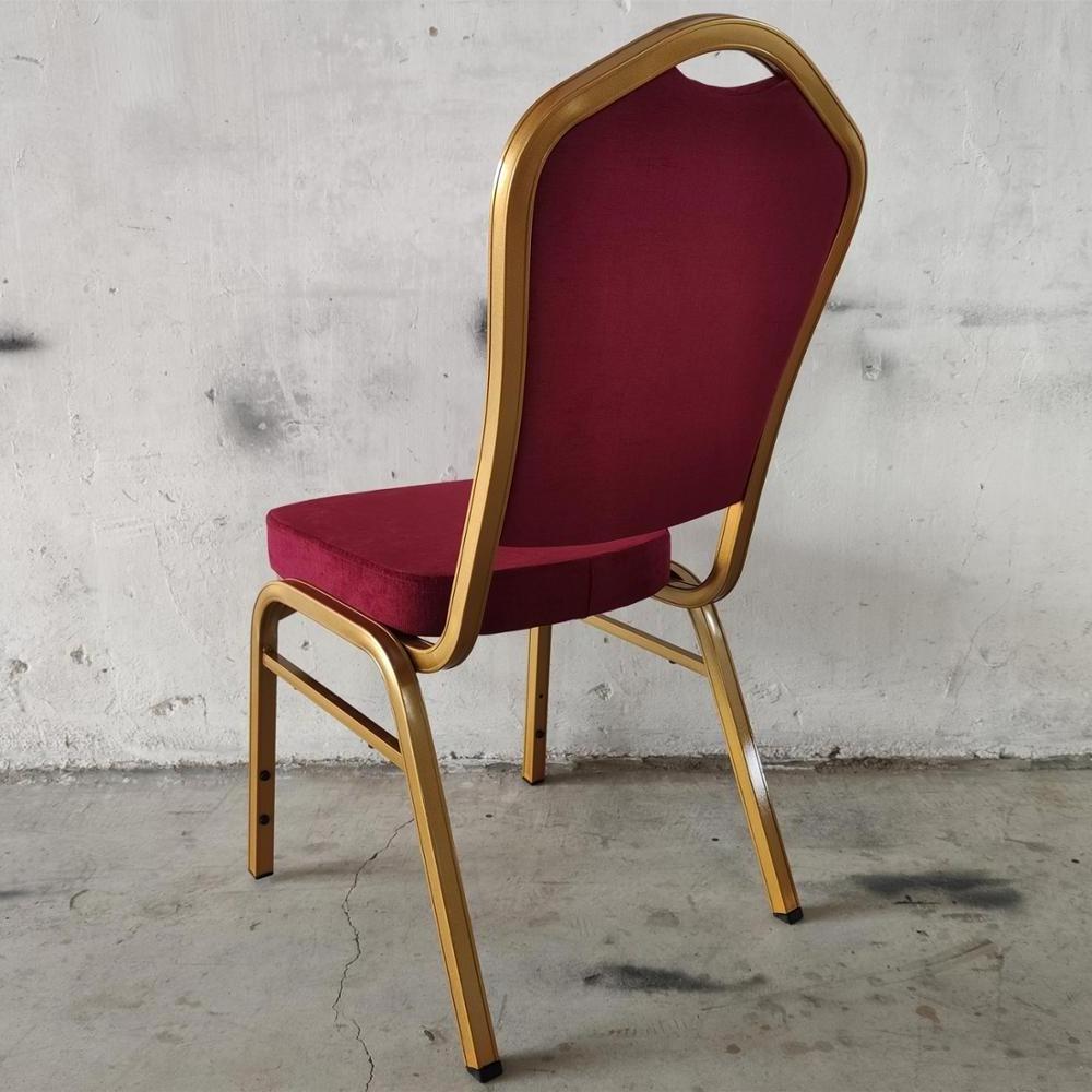 Hotel Red Banquet Chair Restaurant Furniture Crown Back General Stacking Wedding Dining Chair Aluminum Hotel Banquet Chair