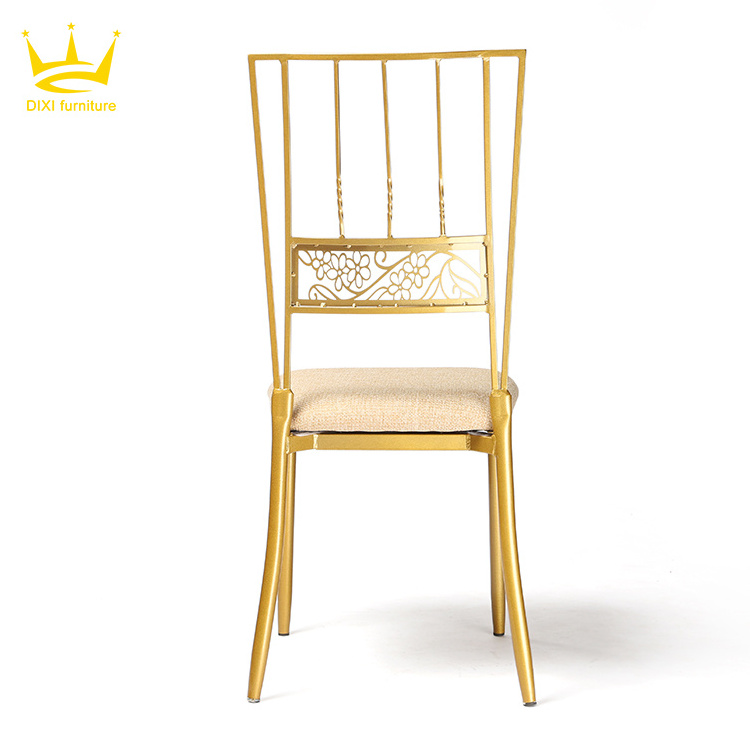 New Design Wholesale Hotel Dinning Funiture Bamboo Metal Gold Aluminum Wedding Banqueting Stacking Chair