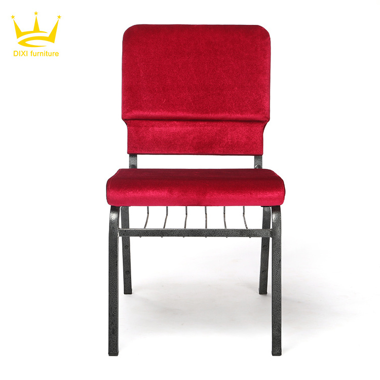 Cheap High Quality Customised Church Auditorium Chairs Slipcovers for Pastor Metal Modern Theater Church Chair With Book Rack