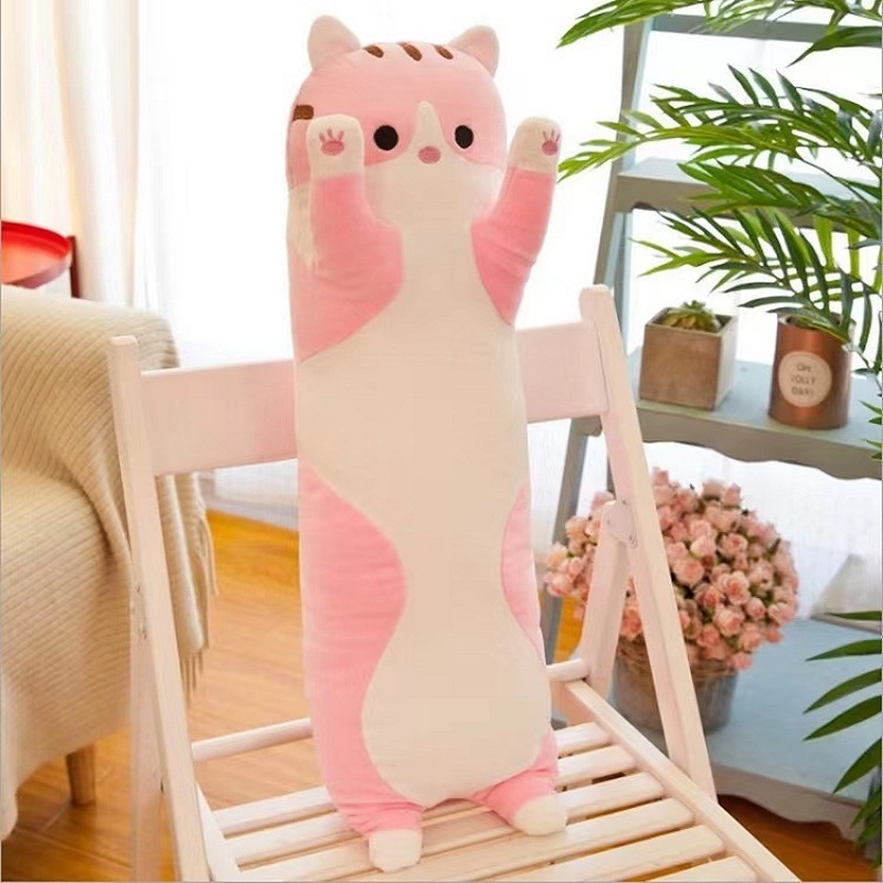 Newest Custom Cat Big Hugging Pillow Cartoon Long Cat Kitten Toys Stuffed Animal Plush Cat