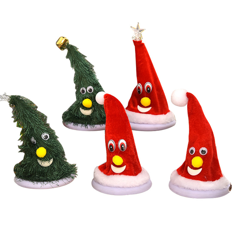 New Christmas Decoration Electric Wiggle Led Christmas Tree Toys Swing Dancing Christmas Santa Hat