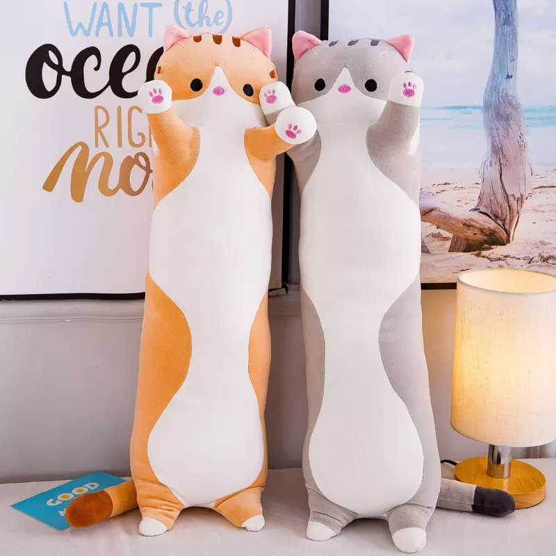 Newest Custom Cat Big Hugging Pillow Cartoon Long Cat Kitten Toys Stuffed Animal Plush Cat