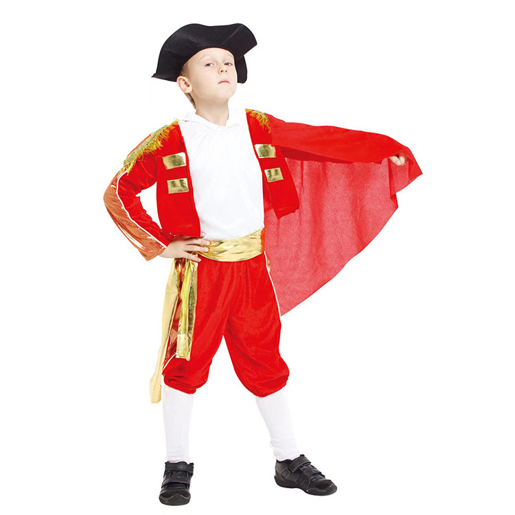 Top Sales Kids Child Red Brilliant Spanish Red Matador Bullfighter Costume for Boys DX-B005004