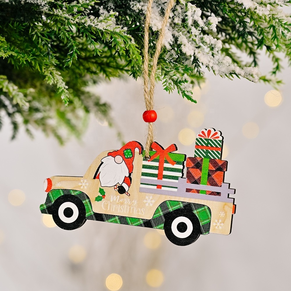 Christmas Toys Ornaments Christmas Decorations for Home New Year Christmas Tree Car Decor Wooden Hanging Pendant