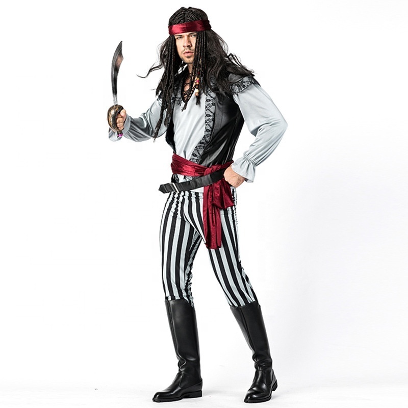 New Model Fashion Custom Design Adult Men Carnival Party Dress Pirate Cosplay Costumes