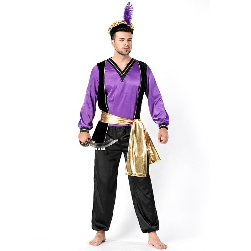 Halloween Carnival Dress Up Adult Mens Arabian Prince Costume Aladdin Lamp Prince Costume