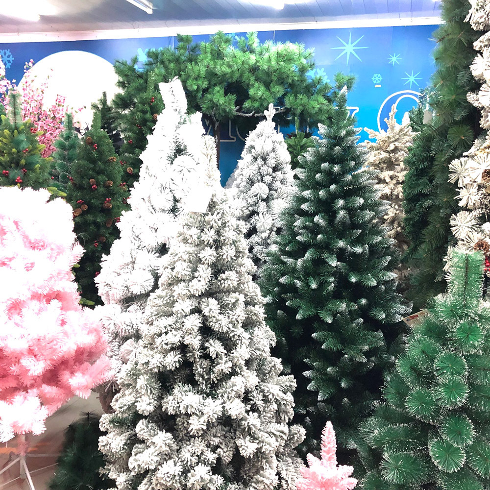 Manufacturer 5 FT 6 FT 10 FT PVC Artificial Snow Xmas Tree Flocked Christmas Tree For Home Holiday Decoration