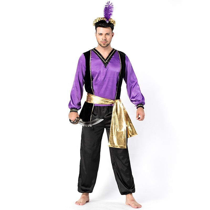 Halloween Carnival Dress Up Adult Mens Arabian Prince Costume Aladdin Lamp Prince Costume