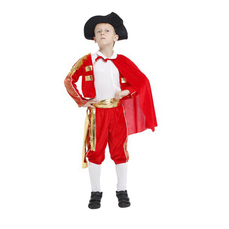 Top Sales Kids Child Red Brilliant Spanish Red Matador Bullfighter Costume for Boys DX-B005004