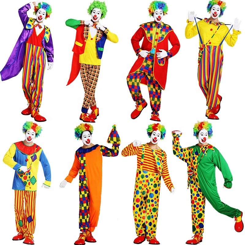 Drop Shipping Carnival Halloween Party Cosplay Costume Clown Suit Clothes Men Fancy Clown Costume Adult