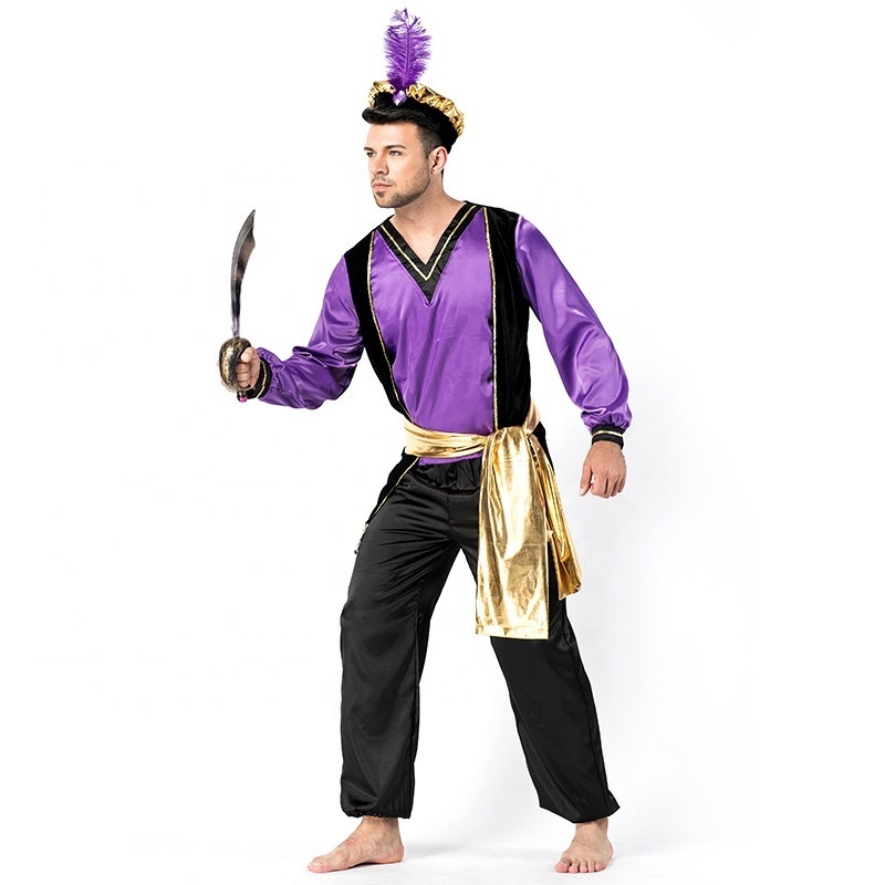 Halloween Carnival Dress Up Adult Mens Arabian Prince Costume Aladdin Lamp Prince Costume