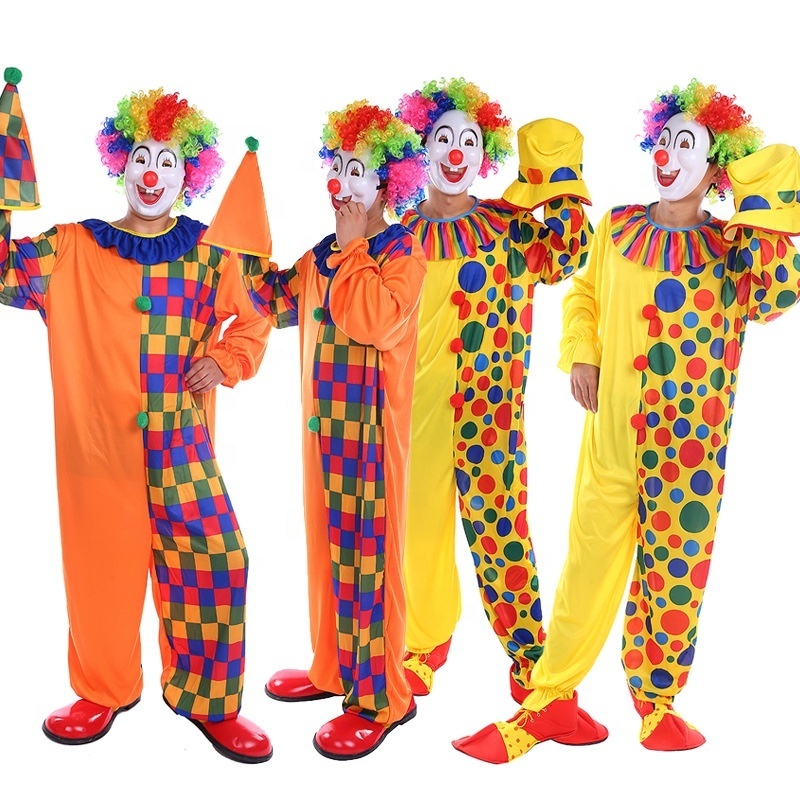 Drop Shipping Carnival Halloween Party Cosplay Costume Clown Suit Clothes Men Fancy Clown Costume Adult