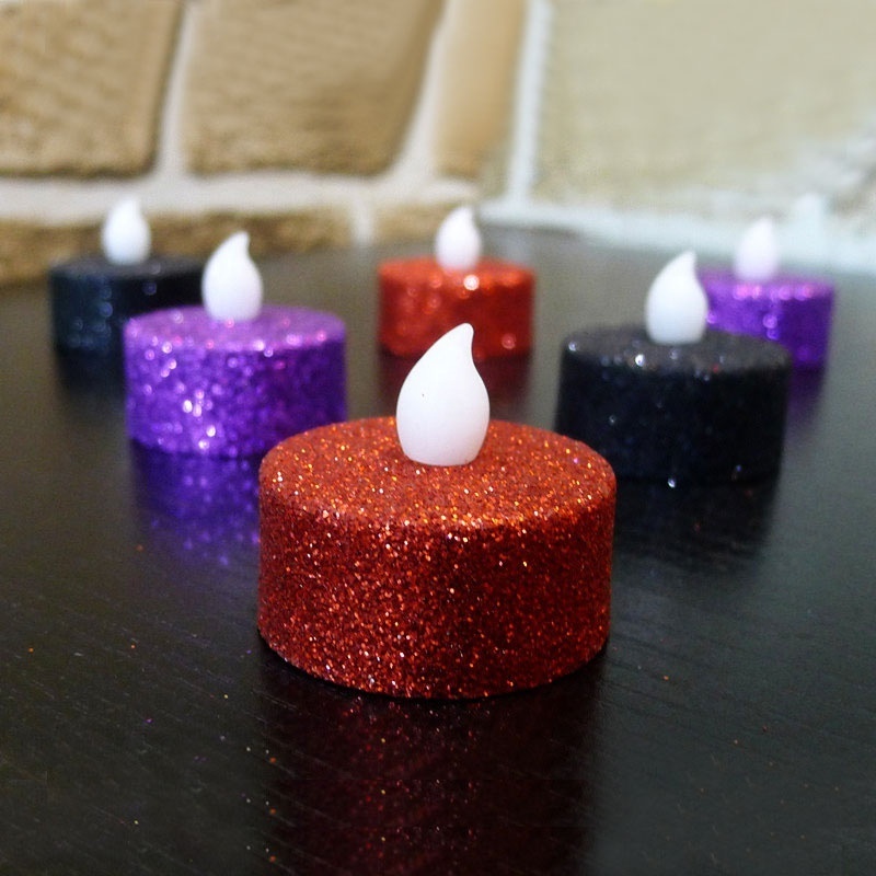 BSCI CE RoHS Decorations Flameless Candles Light Gold Glitter Plastic Electric Tealight LED Candle